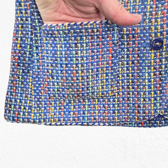 1990s Vintage Doncaster Multicolor Weave Tweed Blazer Jacket Size 8 USA Made - Picture 3 of 9